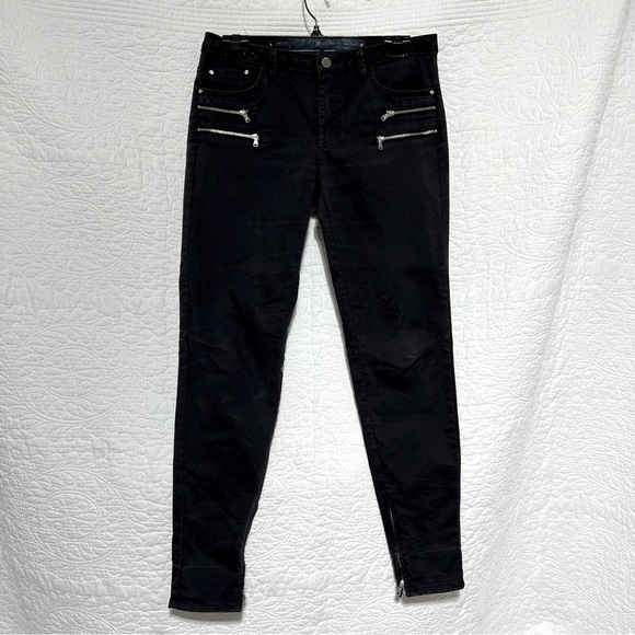 ZARA BASIC Z-Z1975 Zippered Black Denim Pants, Size 8, #189 - Picture 1 of 15